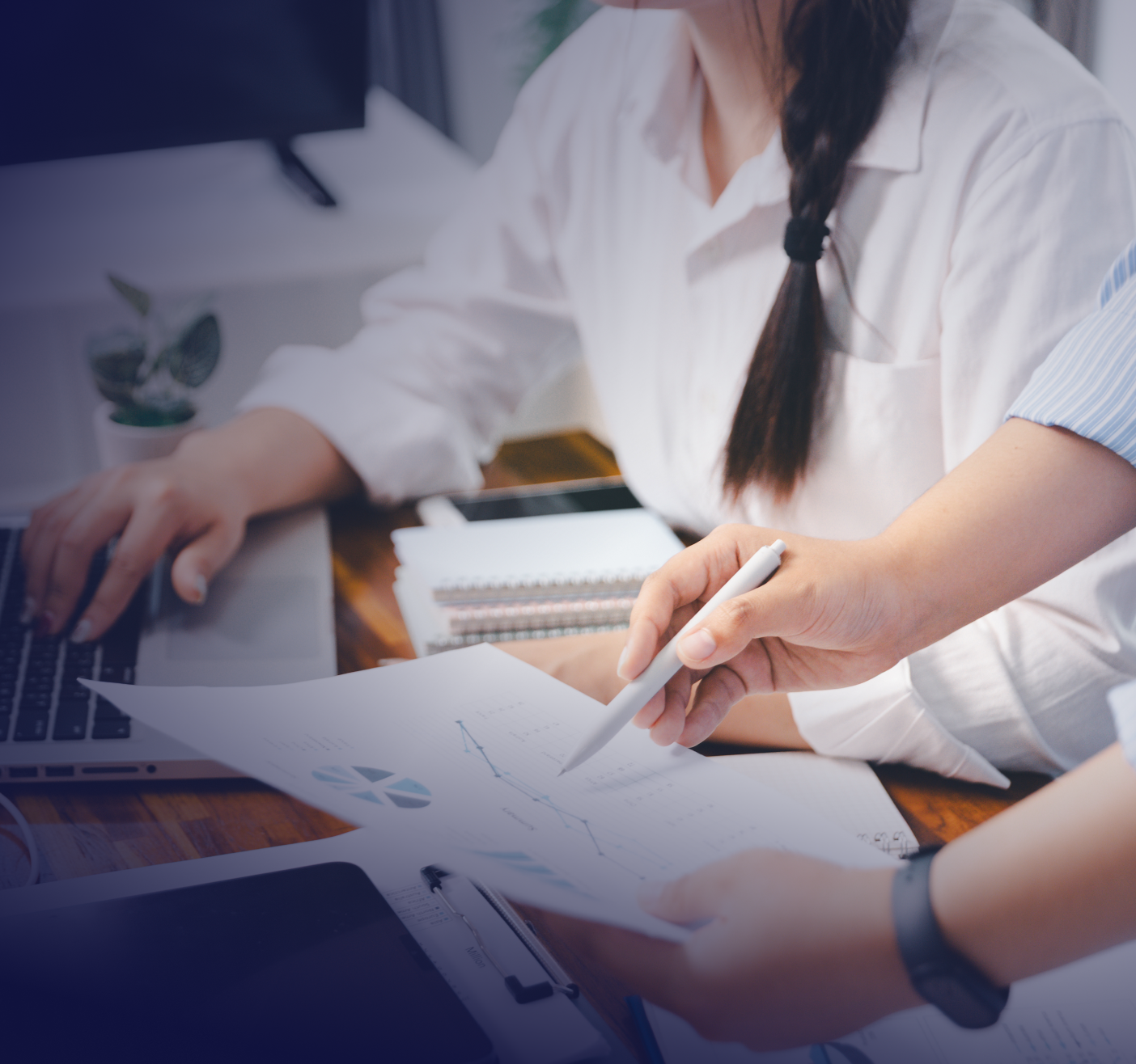 office workers reviewing a document