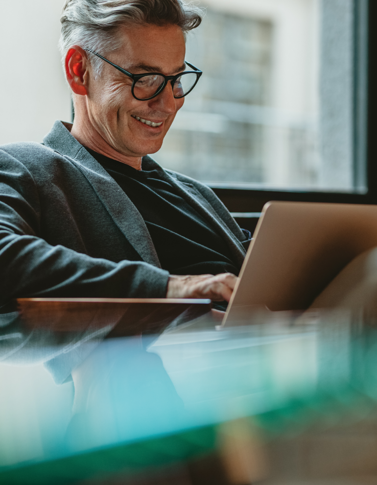 office working looking at laptop