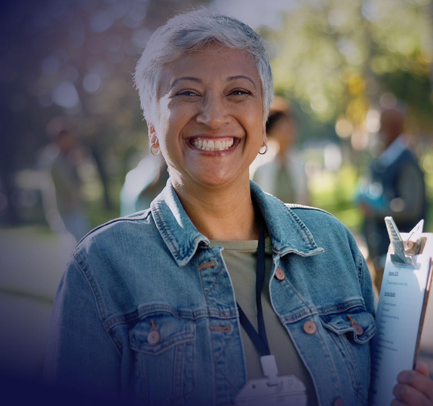 volunteer worker with clipboard