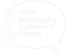 Gartner Peer Insights Customers' Choice 2023 award badge with laurel wreath and speech bubble icon.