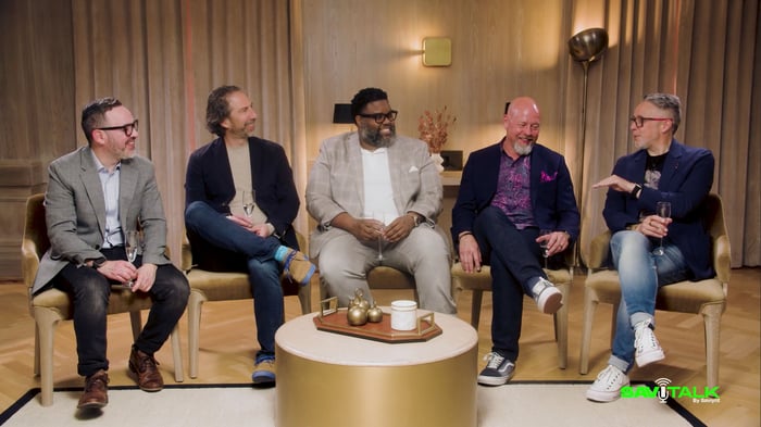 A panel of identity security experts discussing digital transformation on the SaviTalk podcast set.