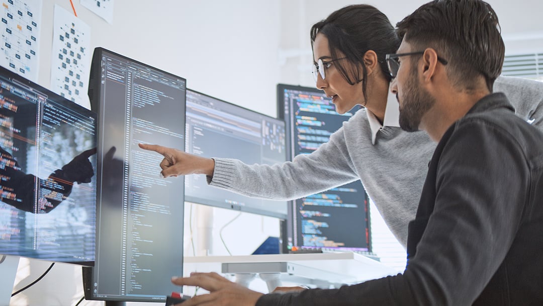 People discussing on computer