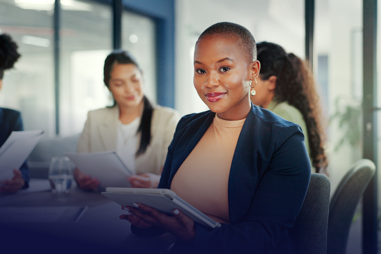 Female professional holding tablet