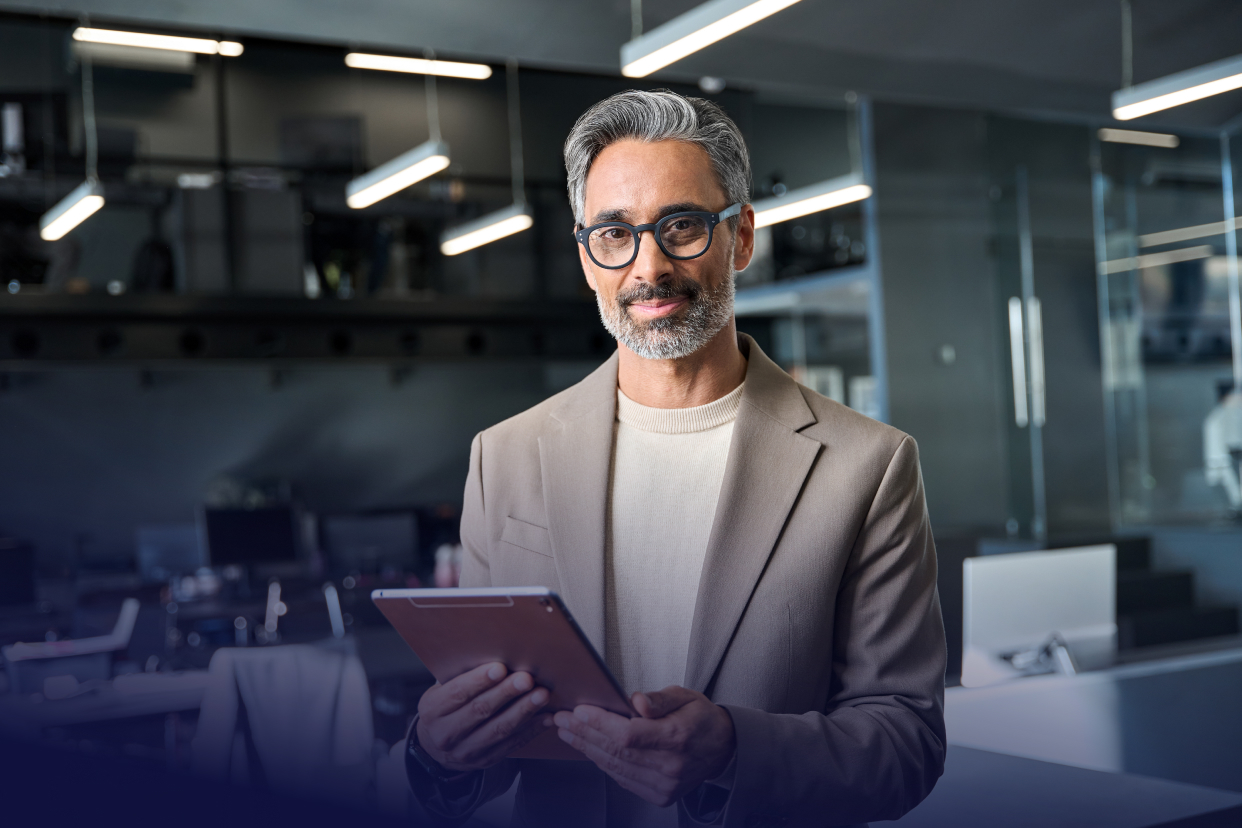 Professional worker looking at tablet