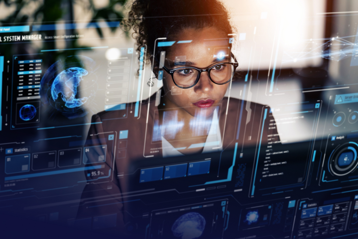 Professional worker at computer