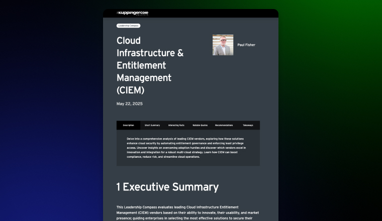 Saviynt Named a CIEM Leader by KuppingerCole