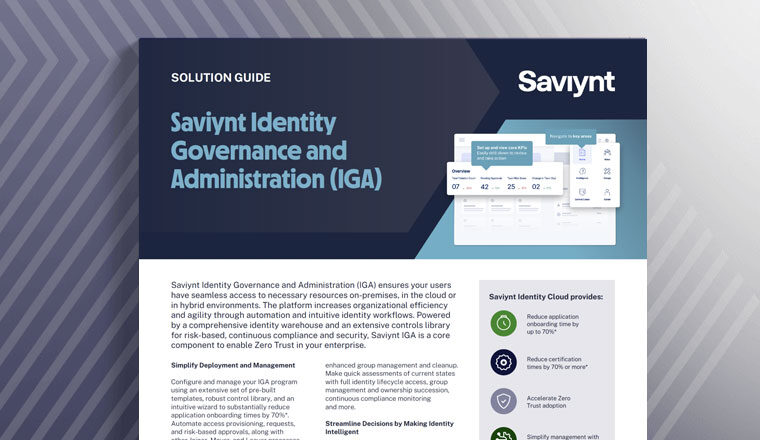 Saviynt Identity Governance and Administration (IGA)